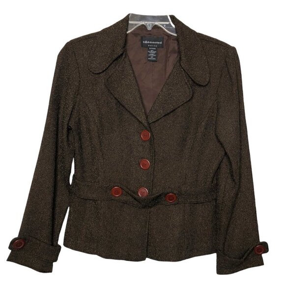 New CONNECTED PETITE - Brown & Tan Speckled 2-Piece Blazer & Pant Suit - Size12P - Picture 3 of 10